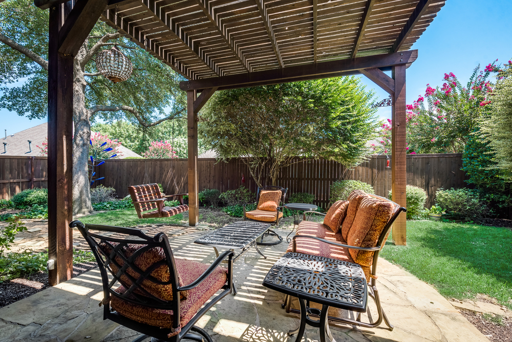    Flagstone Patio covered with Extended Arbor 