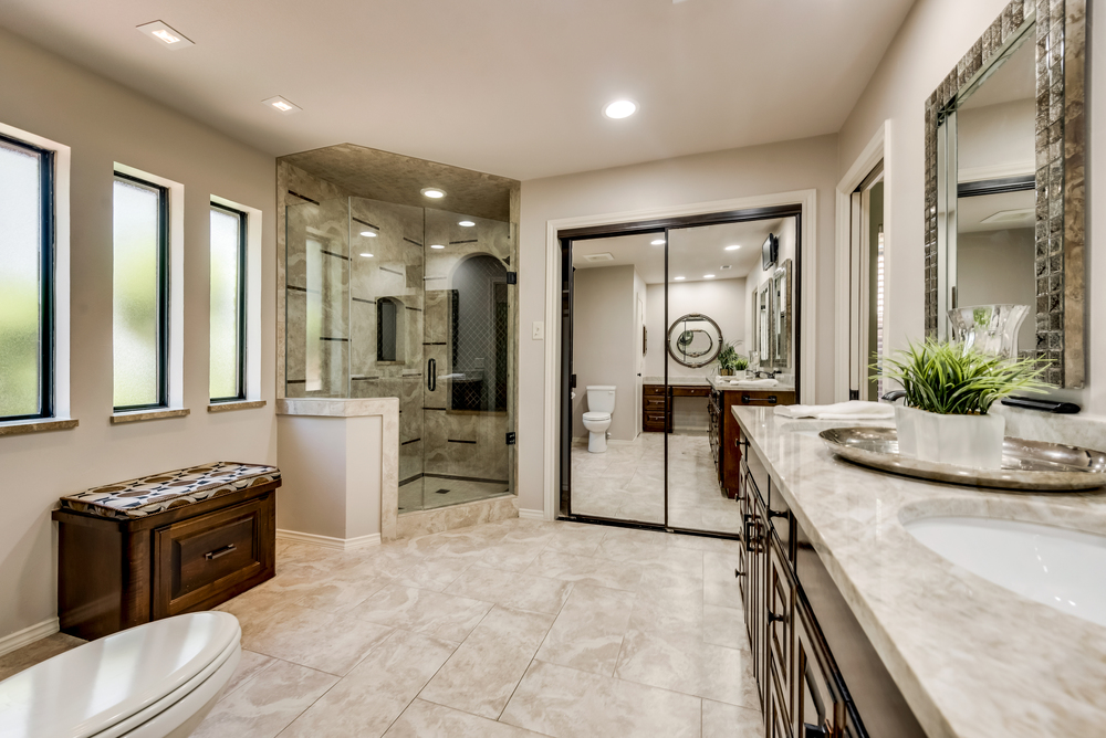    Spa Like Master Bath has Seamless Glass Shower 