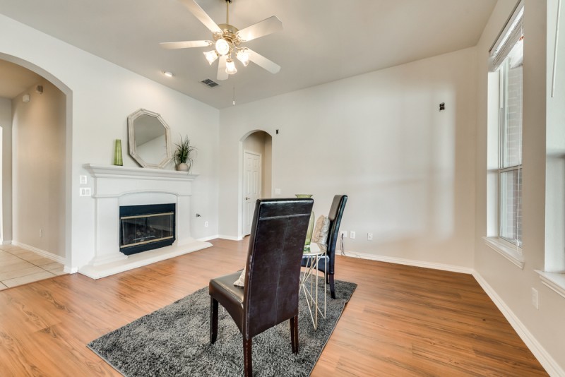    Family Room has Cast Stone Fireplace 