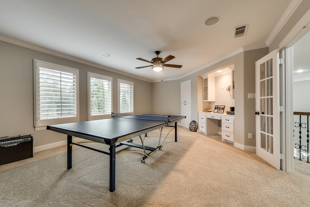    Upstairs Game Room with Surround Sound and Built In Desk and Cabinet 