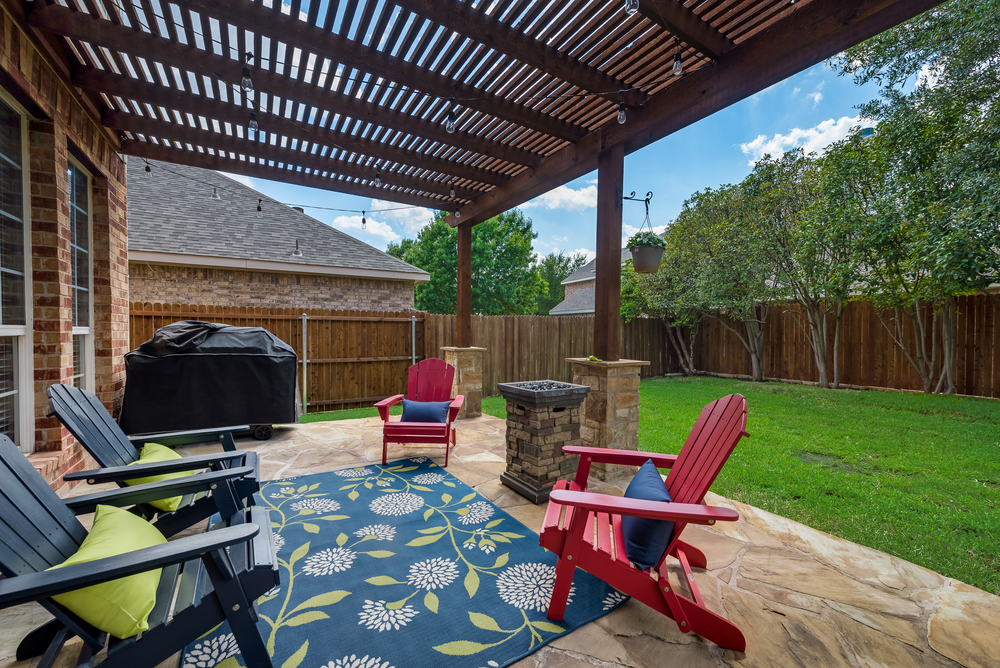    Pergola Covered Flagstone Patio 