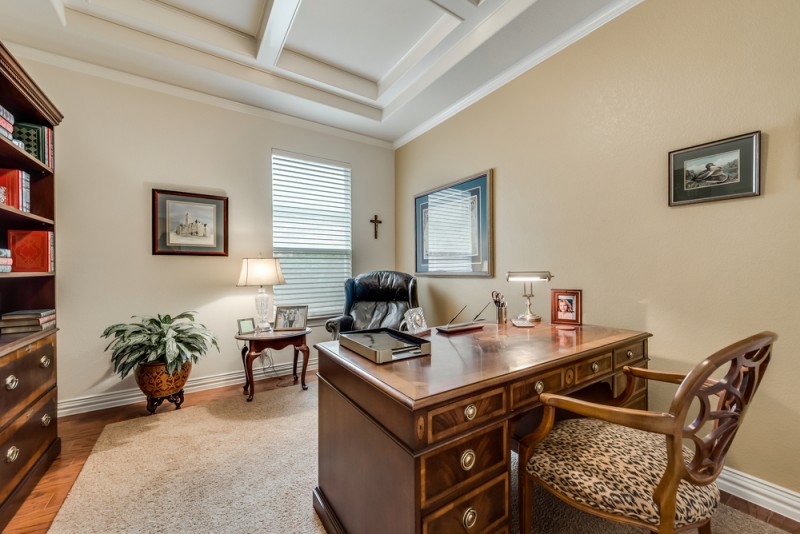    Study with Beautiful Coffered Ceiling 