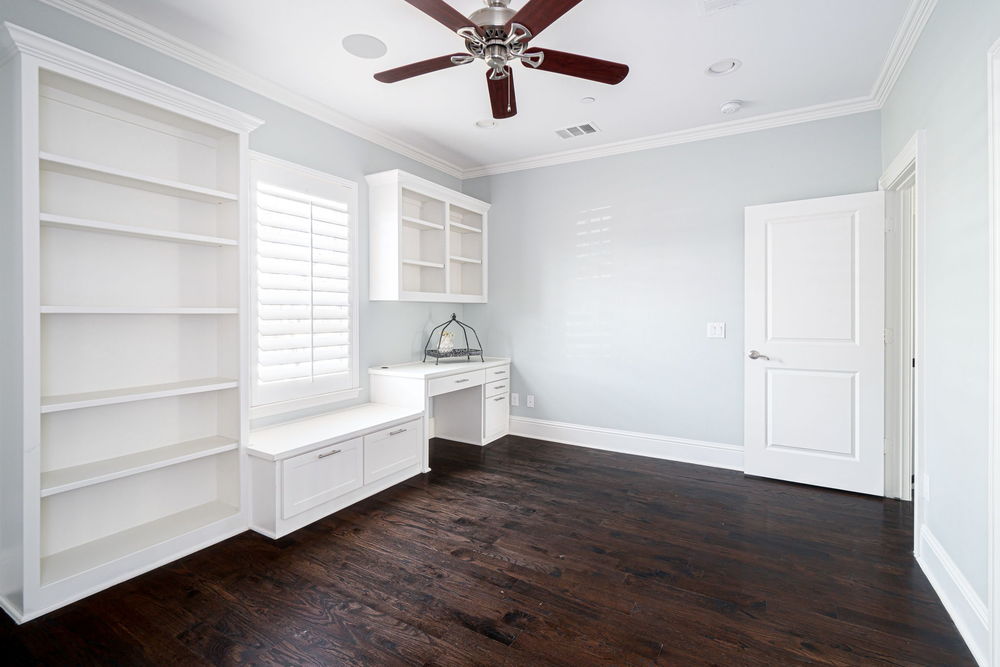    Secondary Bedroom with Built In Desk Storage Closet and Ensuite Bathroom 