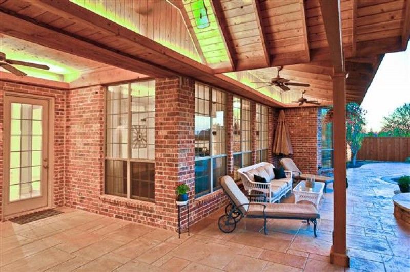 rr   Cedar Covered Patio Twilight 