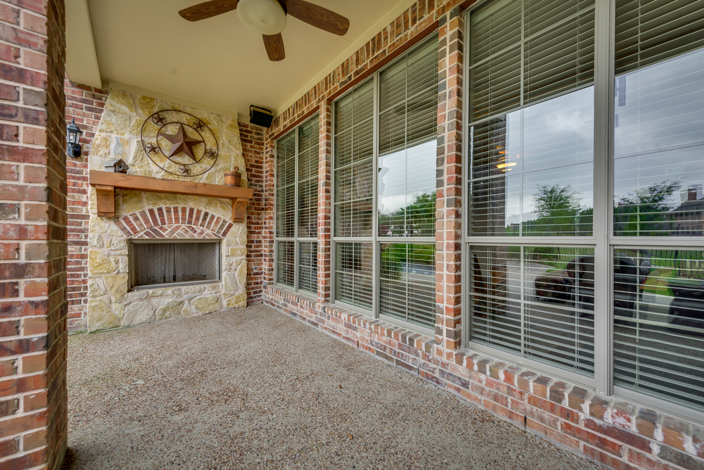    Covered Patio with Outdoor Fireplace 