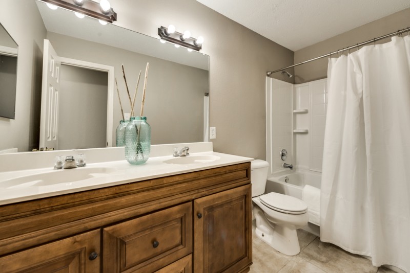    Main Level Full Bathroom with Dual Sinks 