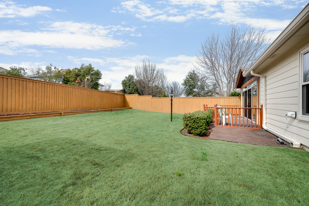    Backyard with Recently placed Sod 