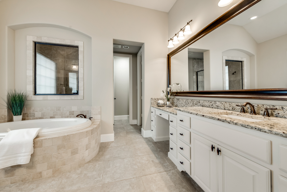    Spa Like Master Bath has Doulbe Granite Vanities 